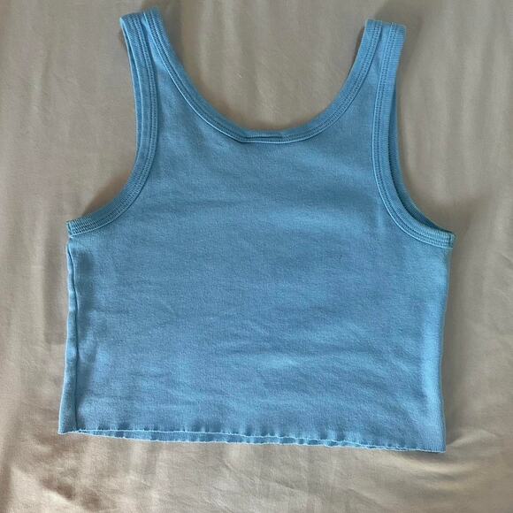 Ron Jon Surf Shop Crop Tank Top Blue Ribbed Retro Flowers Y2K Fit Medium - Picture 5 of 6